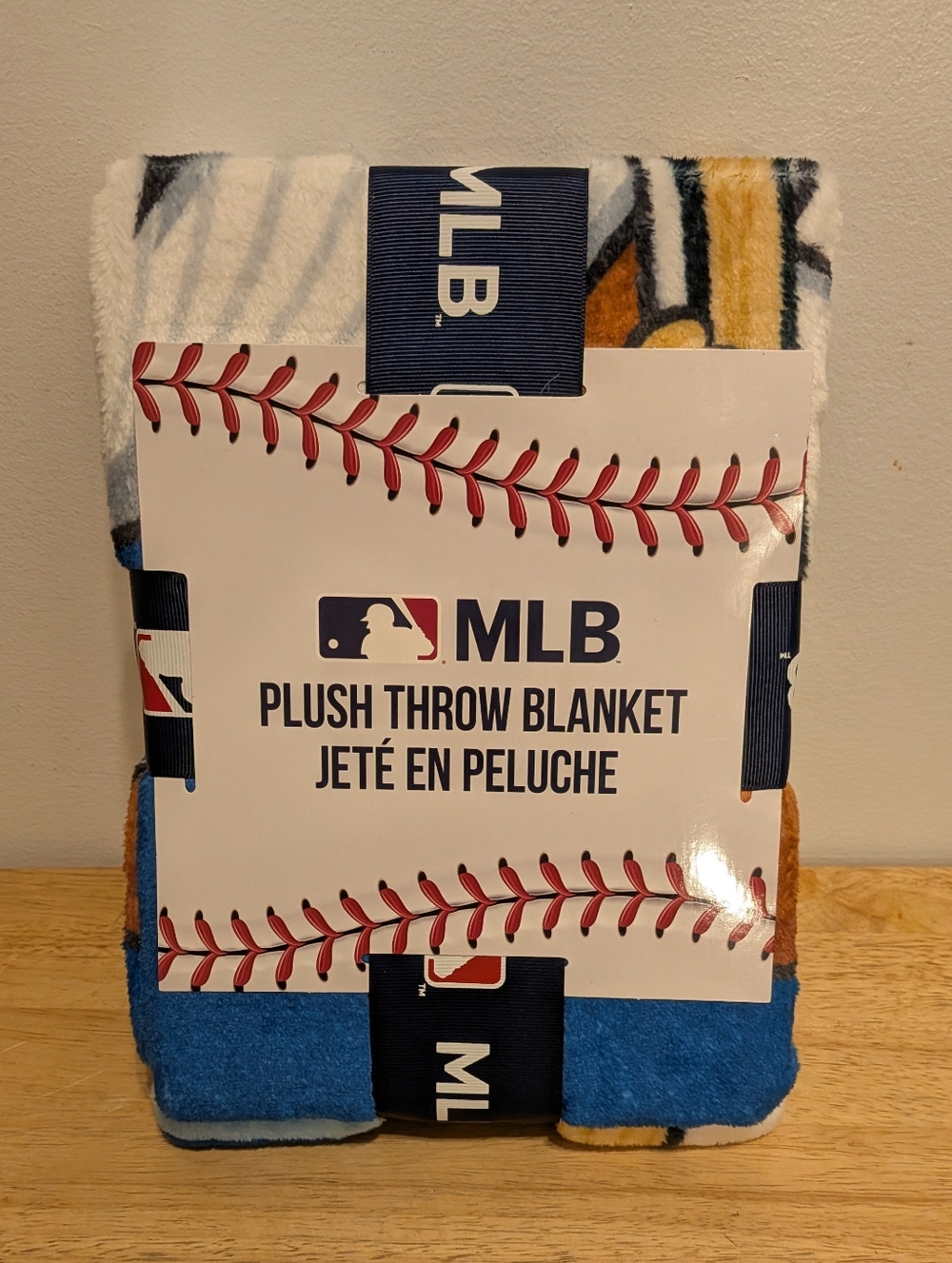 MLB Plush Throw Blanket in Blue, White, Yellow